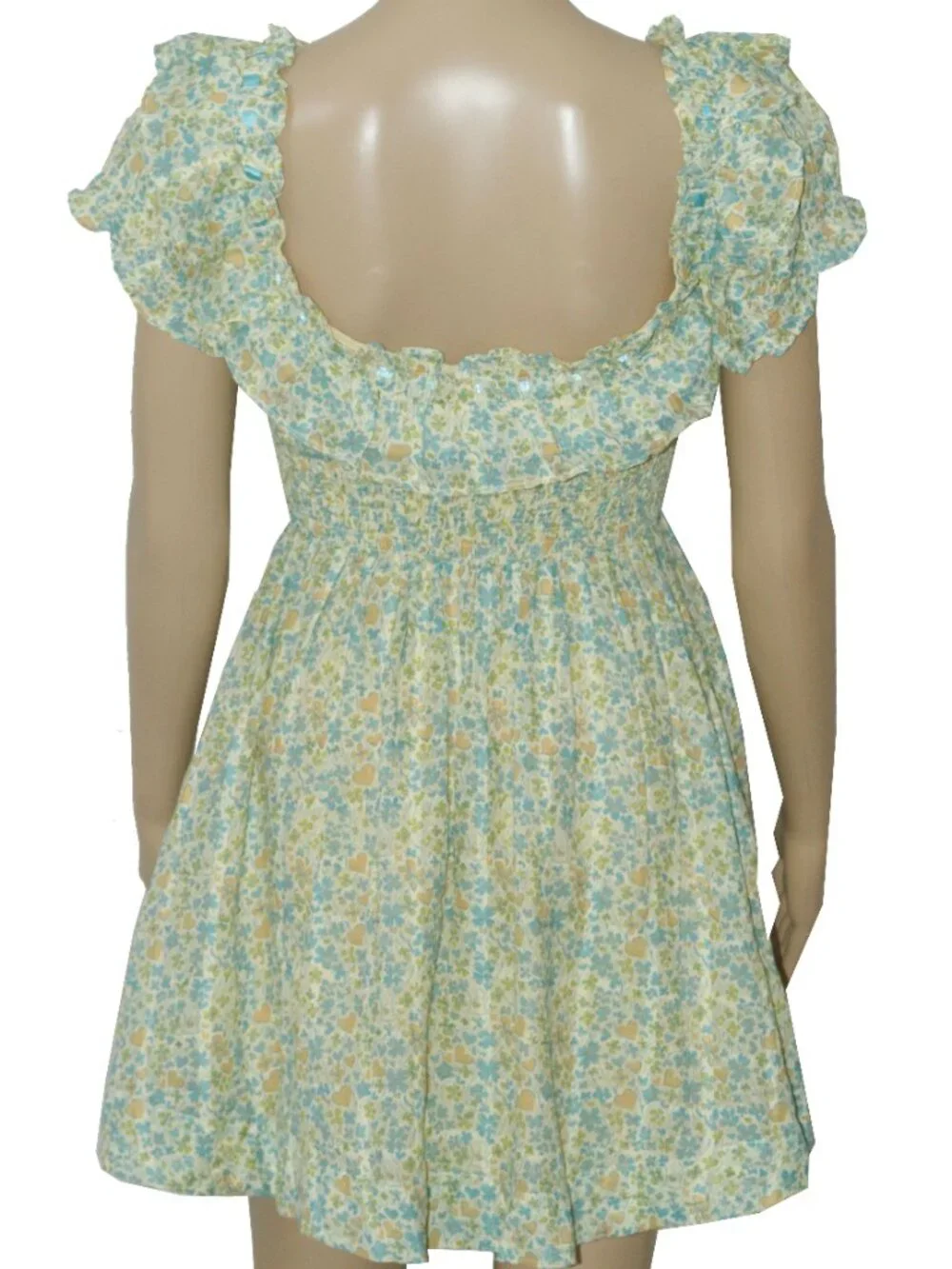 Free People Tasha Mini Dress Floral Printed Smocked Puff Sleeve XS - Picture 5 of 7